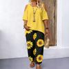 Women's 2 Piece Outfit Off Shoulder Irregular Hem Tunic Top with Loose Wide Leg Pants Summer Fashion Set