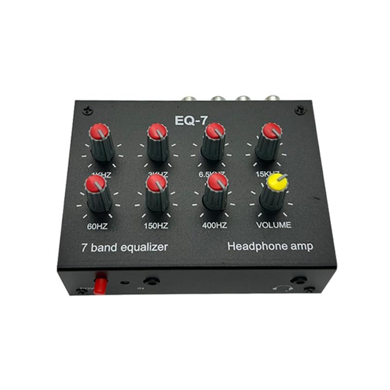7 Band Digital Equalizer 3.5mm Jack Dual Channel Audio Headset Amplifier 12dB High Bass Adjustment for Mobile Phone