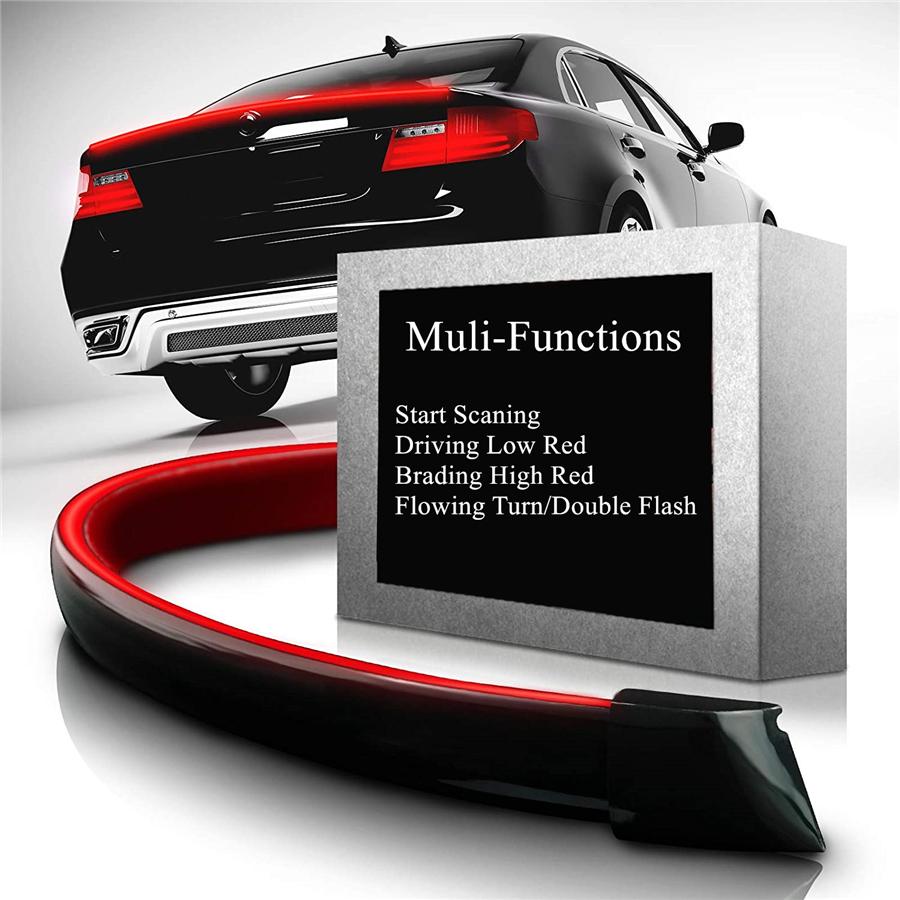 1.2m 3.9ft Glossy LED Tail Brake Turn Flowing Light Rear Trunk Roof Spoiler Lip