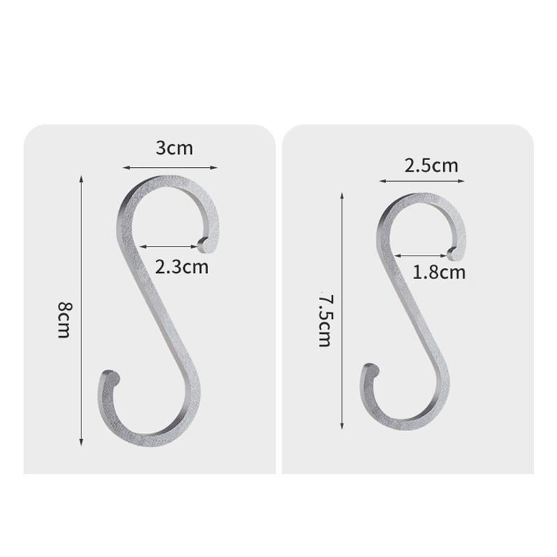 Aluminium Alloy S Shape Hooks 10Pcs Space Saving Heavy Duty Hanger for Kitchen Rail Pot Pan Closet Organizer