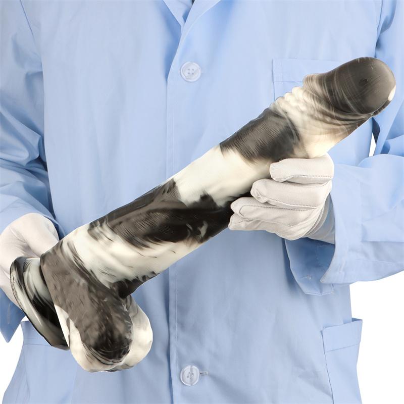 14 дюймов 5,7 см черно-белая смешанная цветовая гамма очень большая очень длинная толстая имитация большого дилдо анальная пробка игрушка