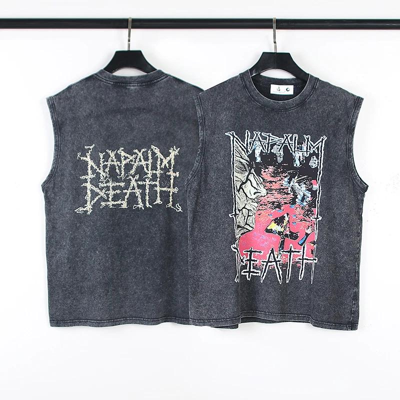 Мода Saint of Michael Vintage Summer Граффити Печать Темный Готический Wash Большие Майки для Мужчин Одежда Футболки