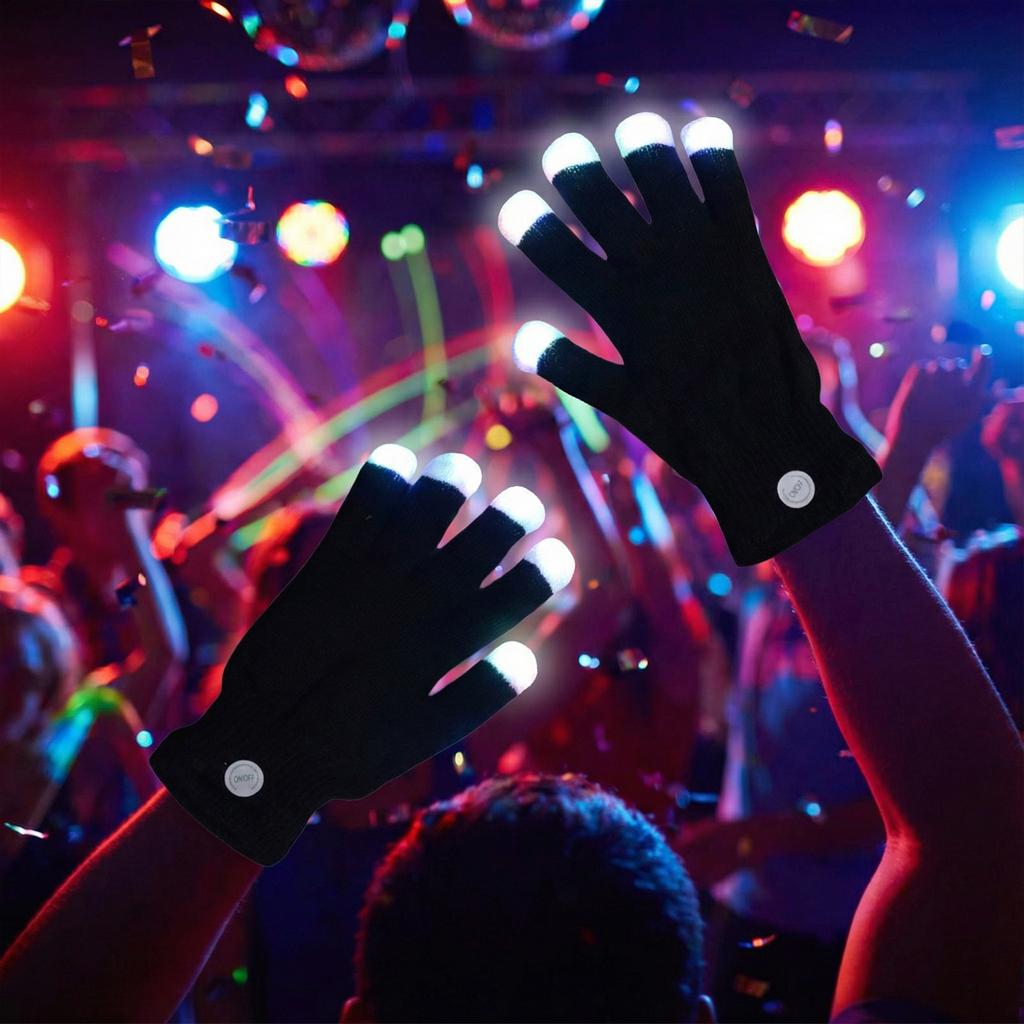 Светодиодные светящиеся перчатки на пальцы, мигающие перчатки-варежки, светодиодные разноцветные мигающие перчатки для пальцев для рейв-вечеринки, косплея, Хэллоуина