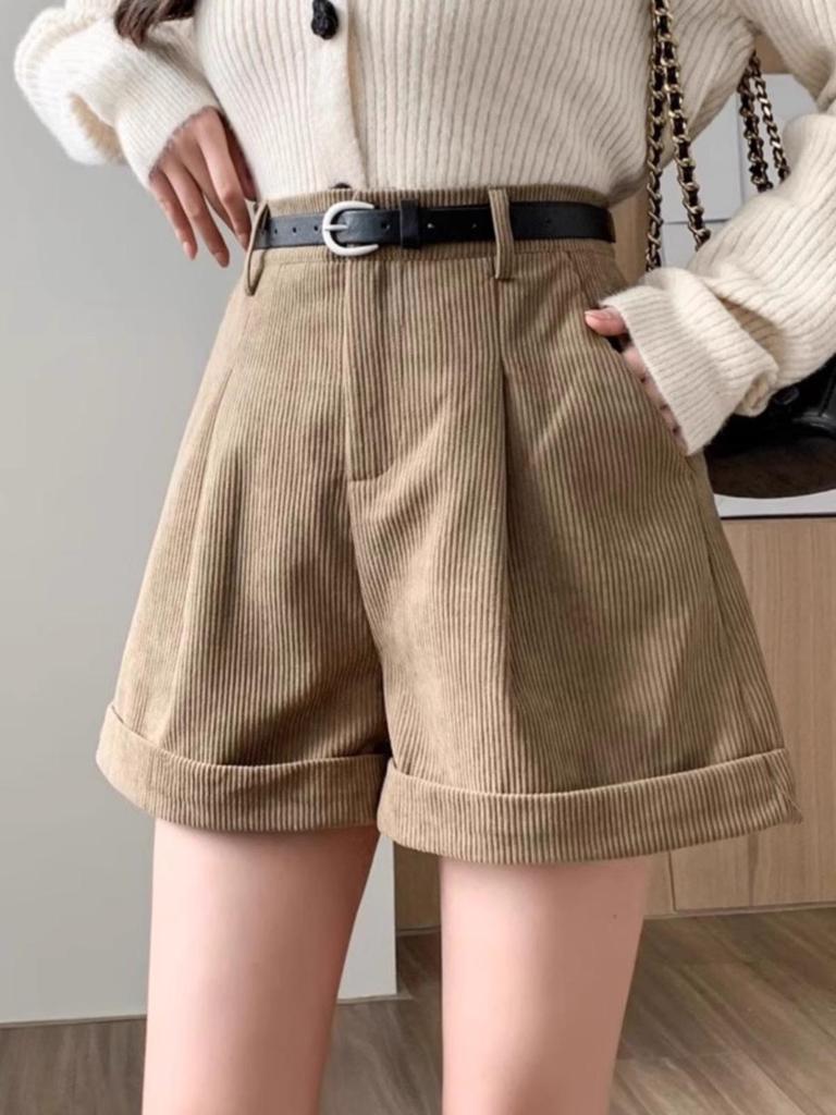 Женские шорты Maillard из вельвета с высокой талией: Осень/Зима 2023 А-силуэт, Широкий фасон штанины