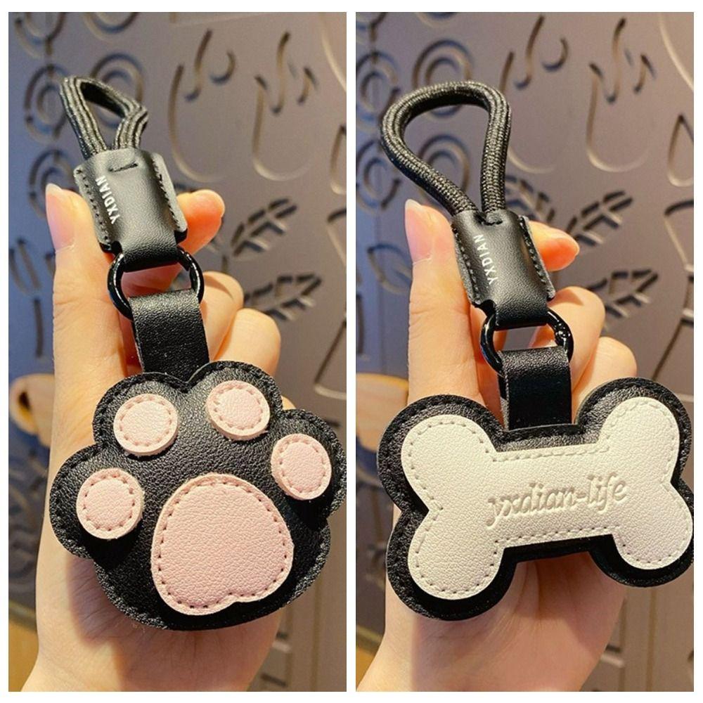 Белый костяной кошачий брелок в виде лапки, цветная сумка, подвеска, милый брелок из искусственной кожи, подарок на день рождения
