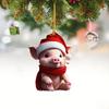 Качающийся кот, подвесное зеркало для автомобиля, украшение в рождественской шапке, подвесное украшение для автомобиля, акриловое универсальное украшение для автомобиля