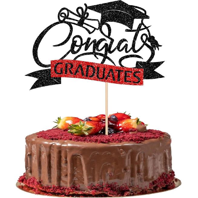 1 PCS High Heel Girl Graduation Cake Topper Black Pink Glitter Done Diploma Class of 2025 Congrats Grad Cap Cake Pick for 2025 Senior High School
