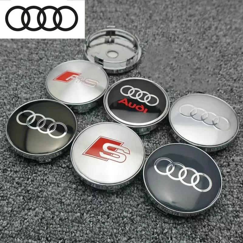 4PCS 60mm Modified Wheel Hub Cover Tire Center Logo for Audi A1 A2 A3 A4 A5 A6 A7 A8 Q2 Q3 Q5 Q7 - Car Wheel Center Cap