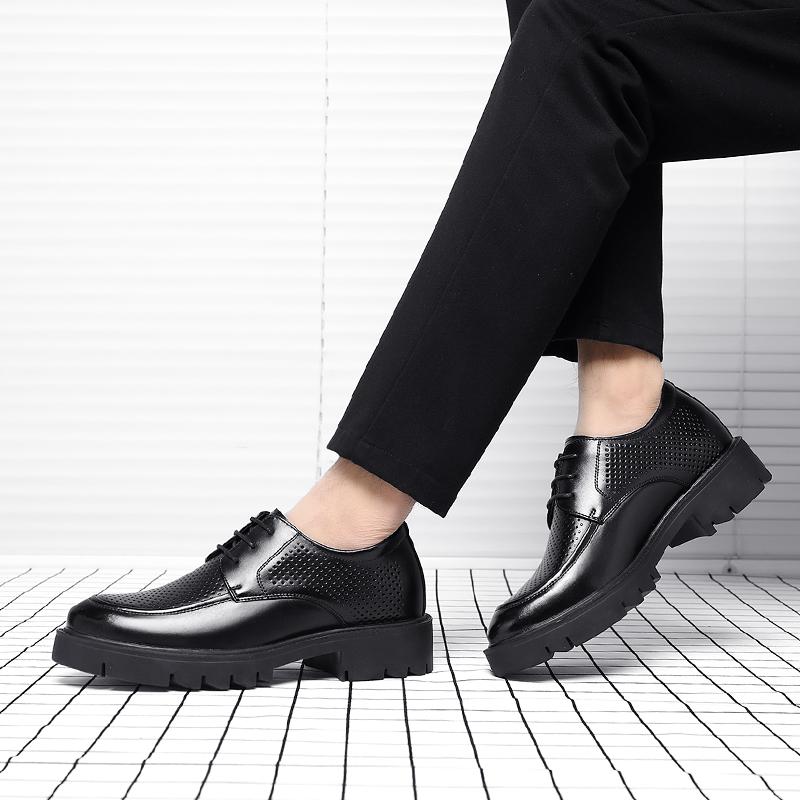 8-10cm Height Increasing Shoes for Men Summer Autumn Inside High Shoes Men's Hollow Business Dress Men's Elevator Leather Shoes