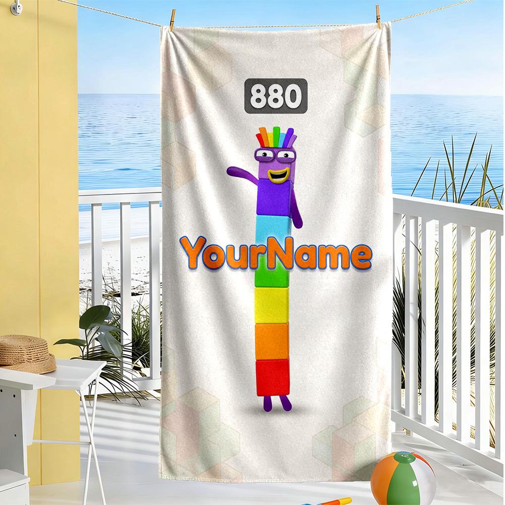 Numberblocks Personalized Text Beach Towel Super Soft & Absorbent Suitable for Sports Travel Swimming Yoga Bathroom Beach And Pool