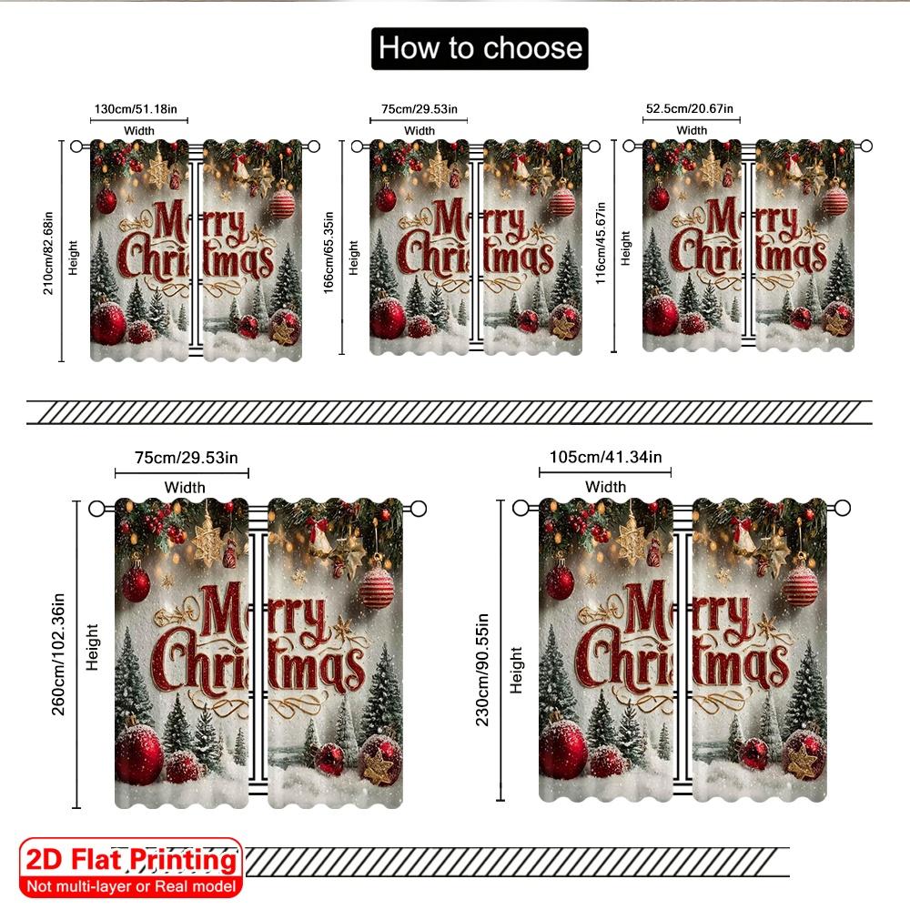 2 шт. 2D плоская печать Рождественские шторы с надписью merry christmas Ткань Без электричества Украшения для вечеринки Идеально для эстетичной комнаты