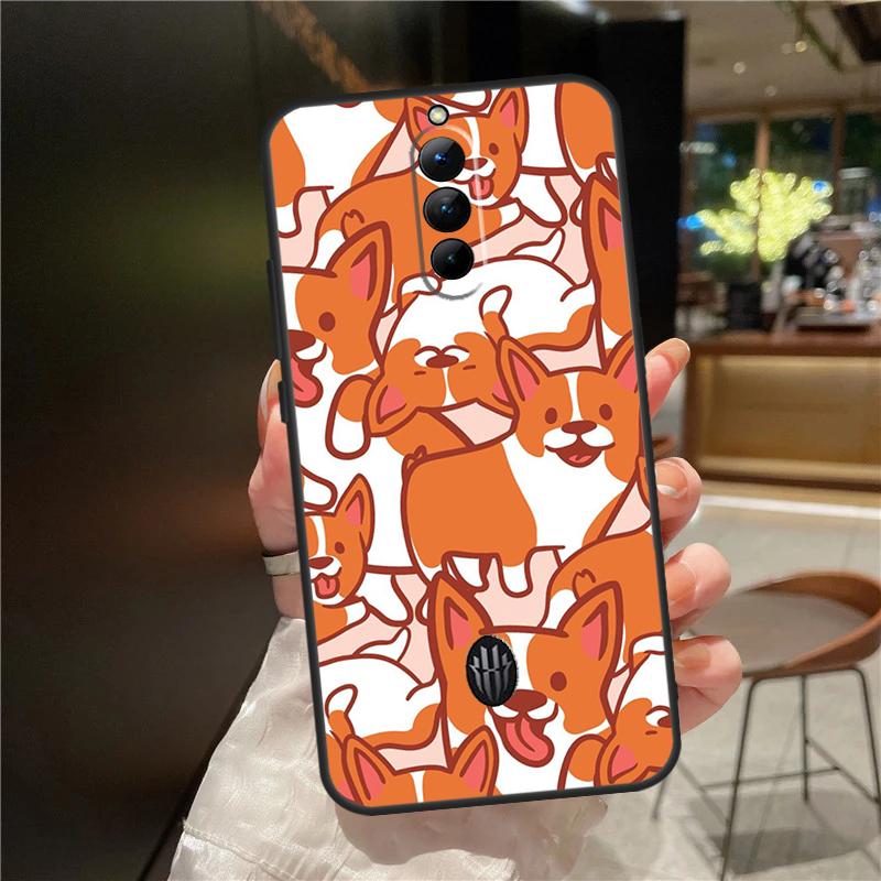 Cartoon Corgi Dog Case For ZTE Nubia Red Magic 8 Pro 8S Pro Plus RedMagic 9 Pro Plus 6 7 6S 7S 6R 5S 5G Cover