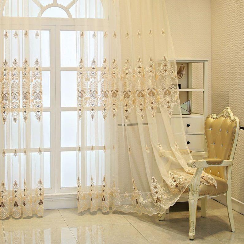 1 панельная перегородка, прозрачная занавеска, роскошная синяя прозрачная занавеска с вышивкой, кружевная фильтрующая занавеска, винтажная цветочная занавеска для окон для гостиной