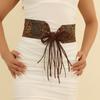 Leopard Print West Cowboy Waist Belt Trouser Decoration Pu Waistbands Splicing Rings Belt  Daily
