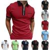 Men's Summer Pocket Panel Lapel T-Shirt Men Zipper Shirt Slim Fit Casual Short Sleeve Golf Tops