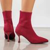Женские эластичные ботинки-носки, осенне-зимние вязаные ботильоны на высоком каблуке-шпильке, женские ботильоны без шнуровки с острым носком на высоком каблуке Botas Mujer