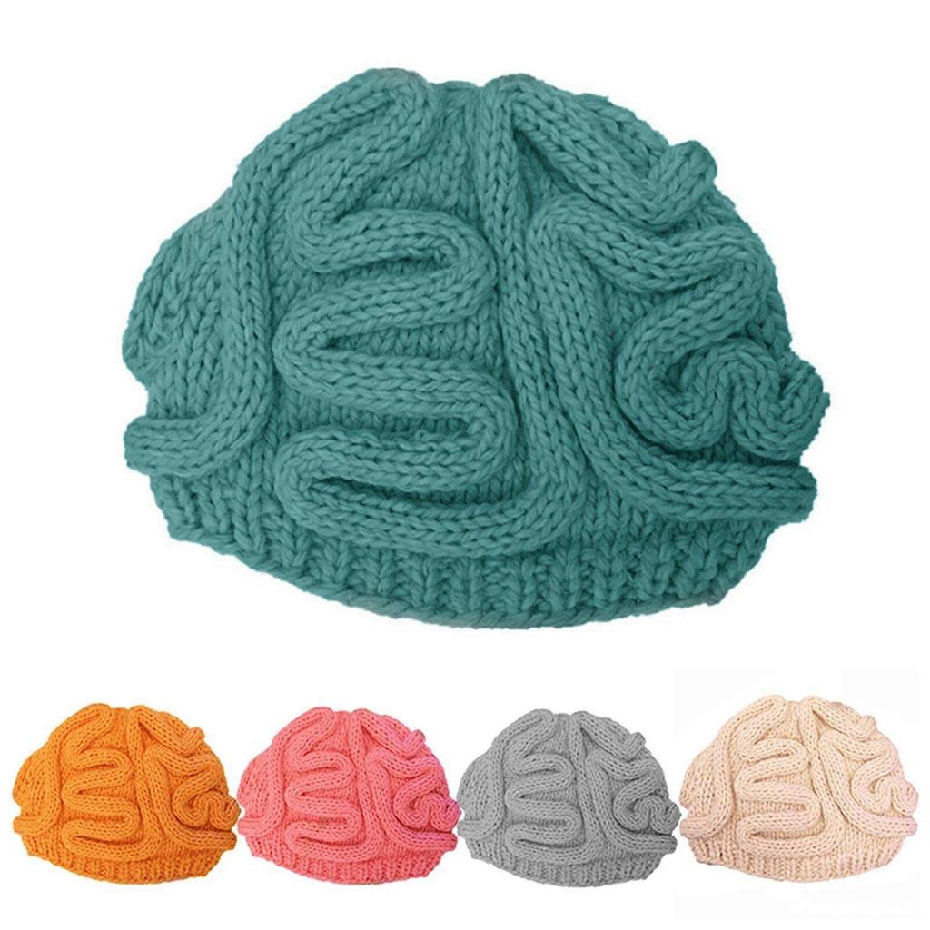 Brain Elastic Hat Fashion Funny Halloween Party Hand Knitted Personality Brain Hat Kids Adults Crochet