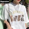 Sunfiz Kawaii The Kitten Club женская футболка уличная белая хлопковая футболка с коротким рукавом Femme оверсайз с графическим рисунком милые топы в стиле гранж