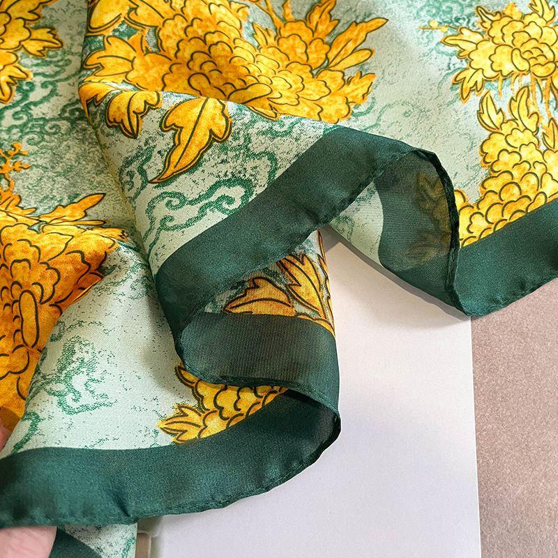 Smooth Silk Scarf for Women Floral Print Elegant Pashmina Scarfs Female Foulard Hijab Luxury Shawls Beach Lady Stoles Scarve