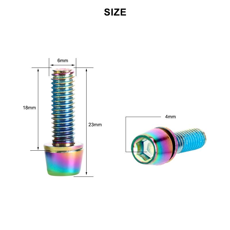 6 Pcs Bicycle Disc Brake Caliper Bolt Clamp Fixed Screws M6*18MM Titanium-plated Colorful Steel For MTB Mountain Bike