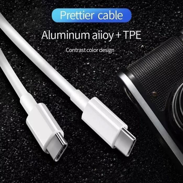 Câble USB-C vers USB-C Compatible avec iPhone 17 Pro, iPhone 17 Pro Max, iPhone 16, iPhone 16e - Blanc 1M