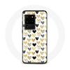 Case for Samsung Galaxy S20 Ultra Abstract Texture Background Hearts Black Yellow and Gray