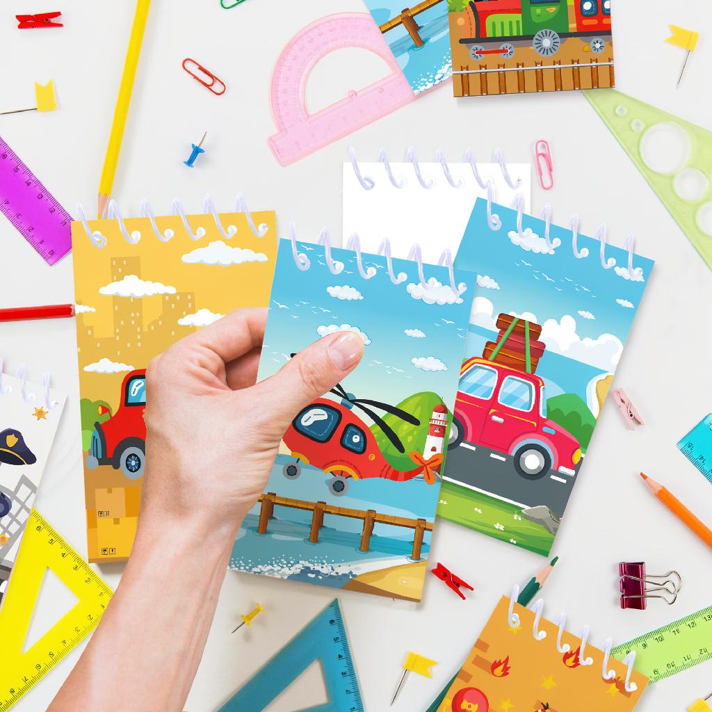8 шт. 10x6 см Мини спиральный блокнот для автомобиля Back To School Supplies Автомобиль Грузовик Автобус Блокнот Классные награды Наполнители для подарочных пакетов