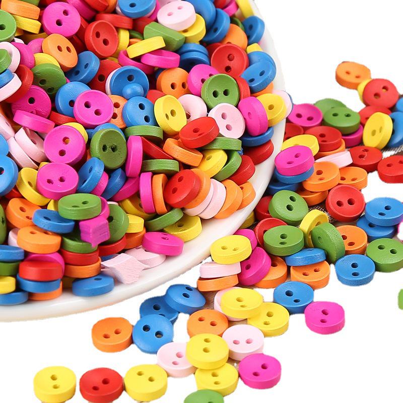 Набор для самостоятельного изготовления деревянных цветных пуговиц для детей