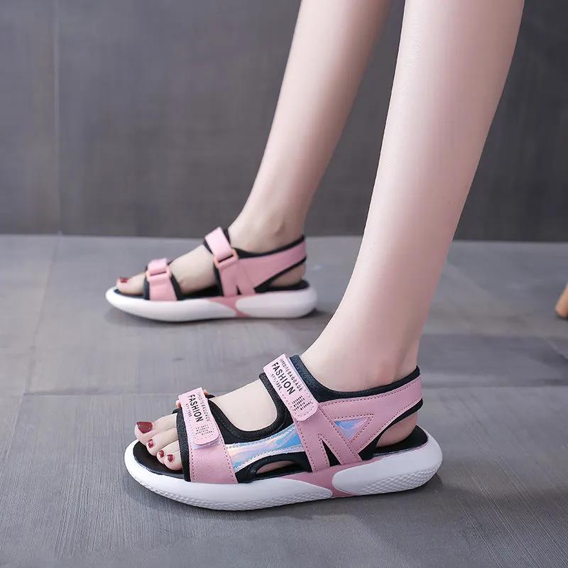 Sports Sandals Women's Non-slip Light All-match Casual Net Red Sponge Cake Thick-soled Beach Shoes Colorful Decorative Ladies Sandals