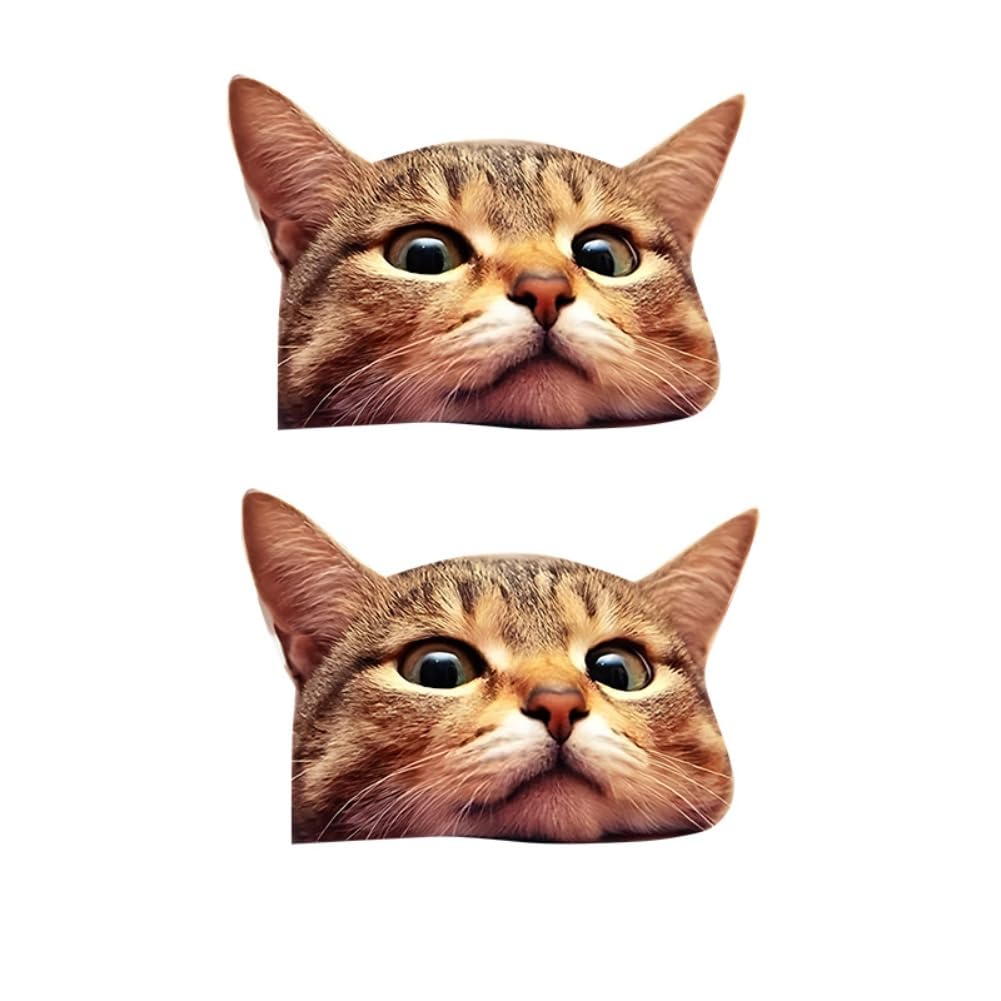 Милая виниловая наклейка на окно с кошкой 5"x3.5" (Набор из 2) Водонепроницаемый Автомобиль Грузовик Внедорожник Ноутбук Стекло Стена В помещении На улице | #AZ142