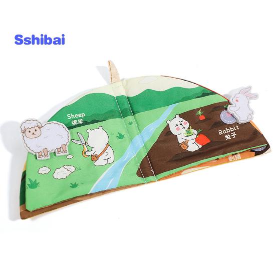 Baby Cloth Book Vegetable Fruit Animal Dinosaur Family Member, Tear-resistant Washable Early Education, Infant Boy Girl Crinkle Sensory Book