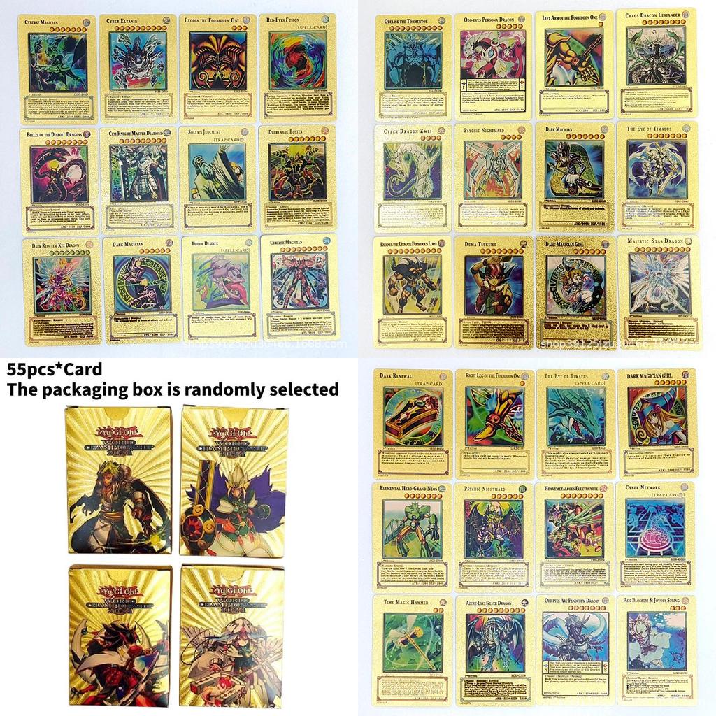 55 Блестящих Золотых Фольгированных Коллекционных Карт ПВХ Колода для Игровых Вечеров** Включены Персонажи)