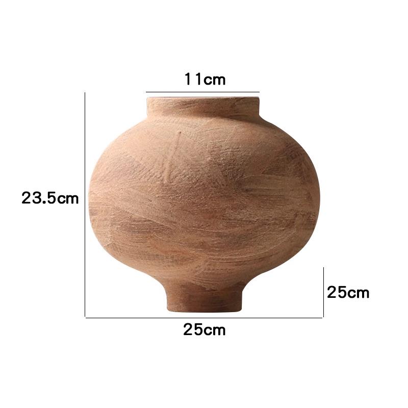 Простая Ретро Керамическая Ваза для Цветов Ваби-Саби - Маленький Глиняный Горшок для Композиций в Модельных Квартирах, Гостевых Домах или Отелях
