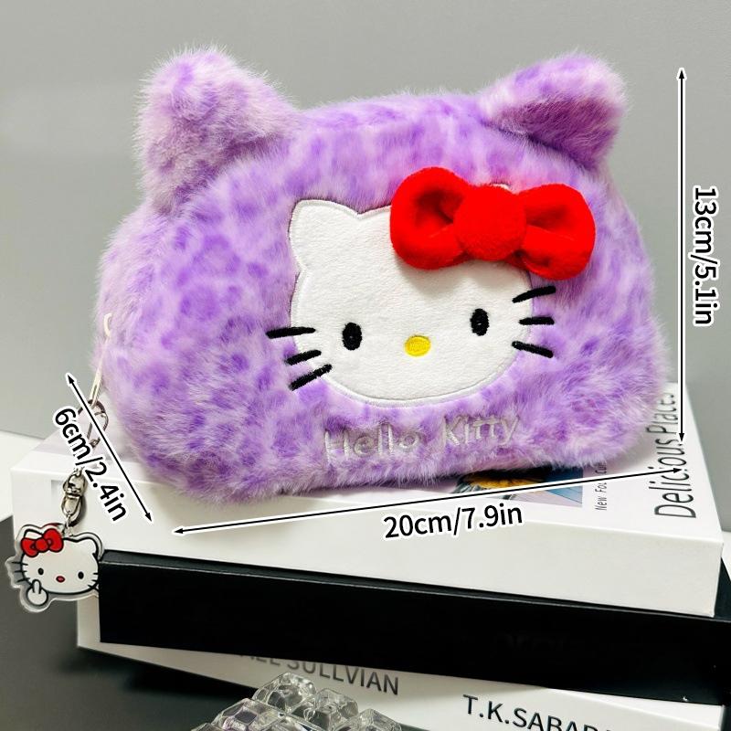 Пенал Hello Kitty Большой вместимости Плюшевый пенал-подставка Hello Kitty Сумка для хранения Hello Kitty Сумка для макияжа Косметичка Органайзер для стола