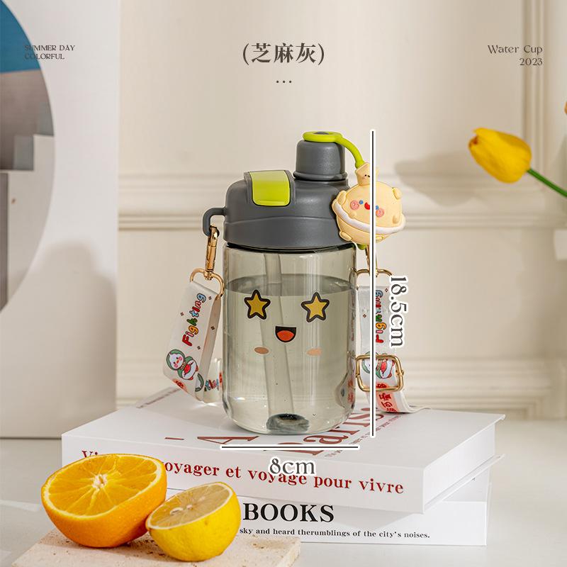 Water bottle Cartoon plastic water cup Children's straw cup Boys and girls summer belly cup Portable outdoor sports kettle customization