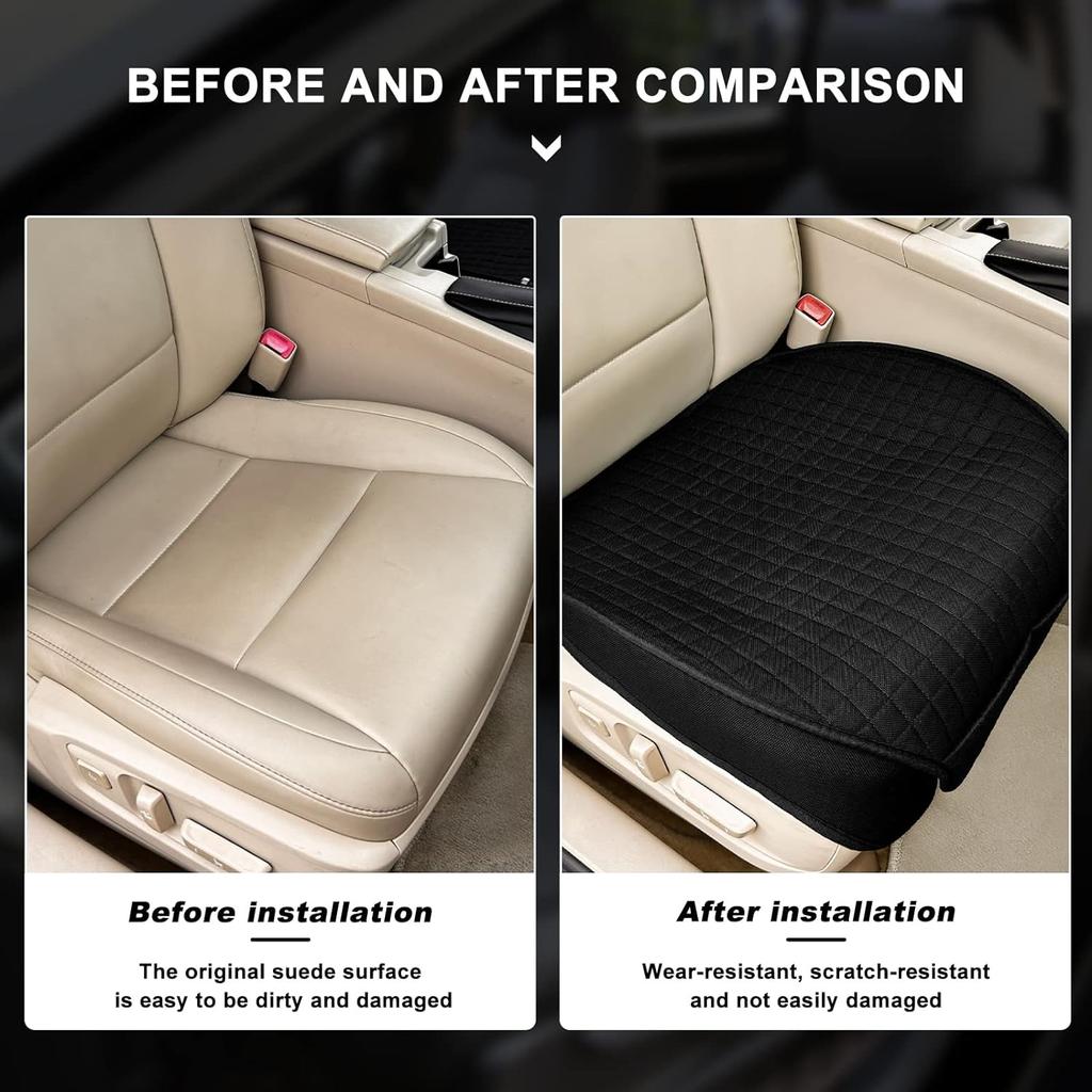 SEAMETAL Flax Car Seat Cover Four Seasons Front Linen Fabric Cushion Breathable Seat Protector Mat Pad