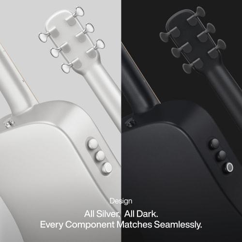 LAVA ME AIR Portable Carbon Fiber Acoustic-Electric Guitar. Beginner's Travel Guitar with Onboard Effects and Magnetic Pickup. Silver.