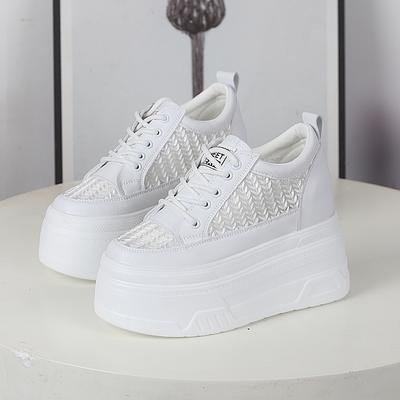 Мода 10СМ 12СМ Воздушная сетка Платформа Клин Плоская Полая Массивная Кроссовка Дышащие Удобные Женские Сандалии Шлепанцы Летняя Обувь