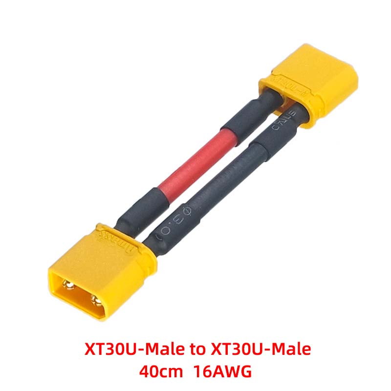 1PCS XT30 Extension Cord Plug XT30U-M Male to Male Drone Li-Po Battery Charger Adapter 16AWG 20CM 40CM