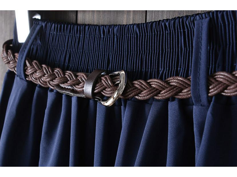 Юбка А-силуэта в стиле колледжа с поясом - Универсальная, средней длины, летняя юбка для женщин