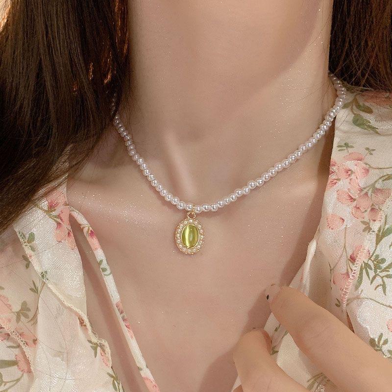 Ожерелье из пресноводного жемчуга, легкая роскошь, барочный кулон, ювелирные изделия высокого класса, французский изысканный, модный, простой