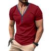 2025 Summer Men T-shirt V-neck Fashion Design Slim Fit Soild T-shirts Male Tops Tees Short Sleeve T Shirt For Men