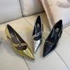 Pumps Sexy High Heels Women's Shoes 2025 Trend Sequins Lolita Retro Pointed Toe Silver Gold Loafer Elegant Church Shoes