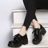 Женская обувь на платформе, повседневная прогулочная обувь из лакированной кожи в британском стиле на массивном каблуке, женские лоферы