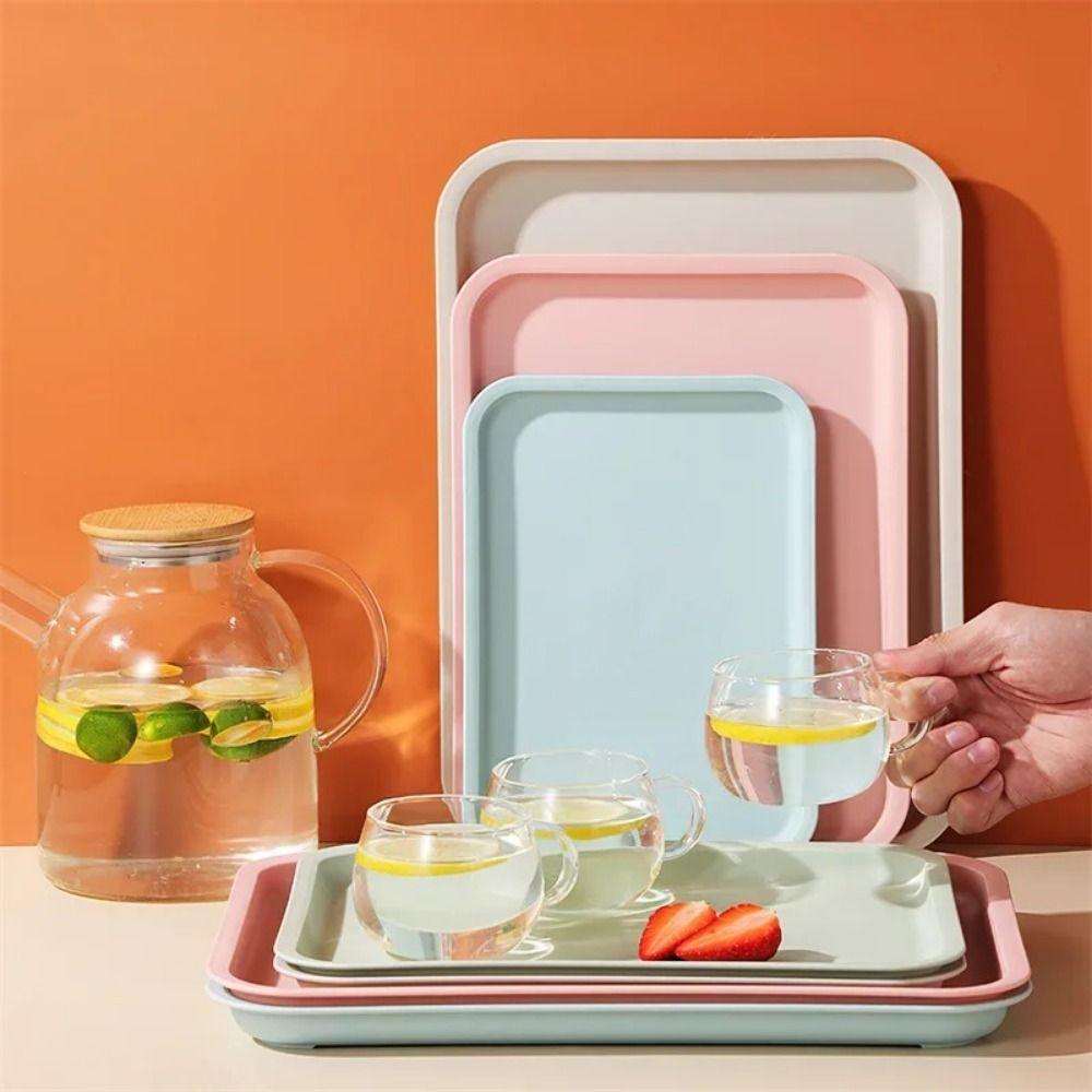 Eco-friendly Rectangular Serving Tray Plastic Service Dessert Pallet Fruit Salad Tray  Desktop
