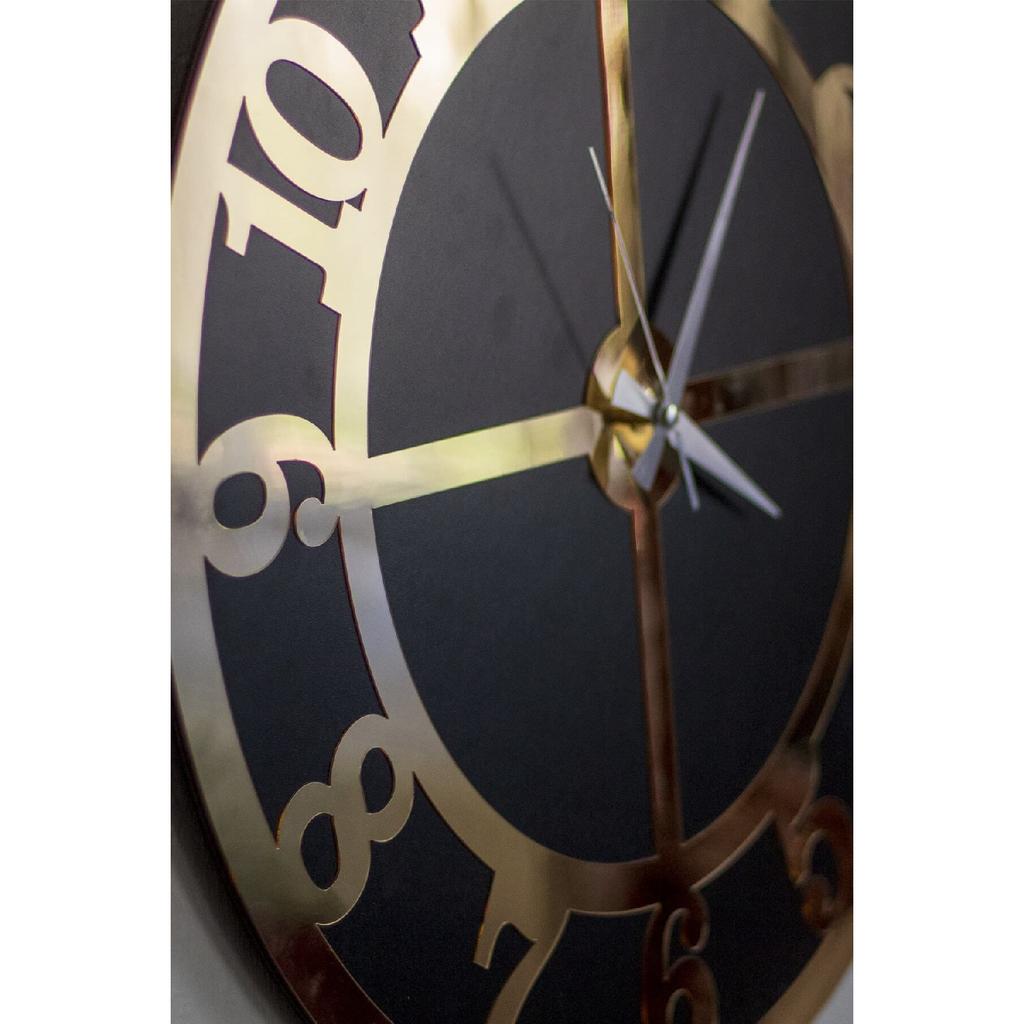 Маленькие декоративные настенные часы 40x40 см круглые двухслойные золотые оргстекло на МДФ с турецкими цифрами