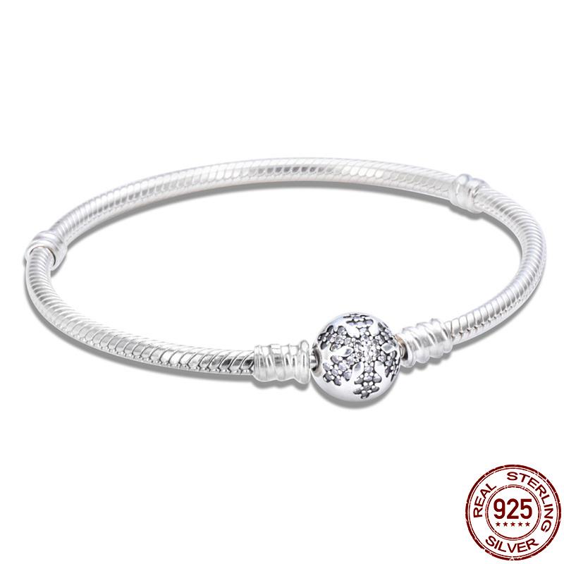 100% стерлингового серебра 925 пробы в форме сердца снежинки браслеты для женщин подходят оригинальные Пан шармы бусины изысканные DIY ювелирные изделия подарок на день рождения