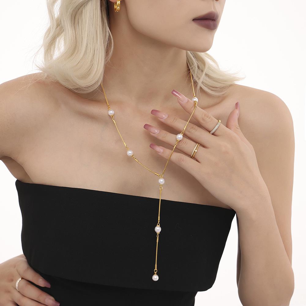 Ожерелье-подвеска Цепочка «Змеиная кость» из хряща, 18-каратное золото, титановая сталь, не тускнеющие украшения для женщин