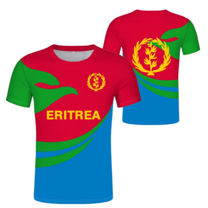 Футболки с флагом Эритреи, логотип Эритреи, футболки с 3D принтом, топы, футболки с коротким рукавом, повседневная уличная одежда с круглым вырезом, футболка Abrham Eritrea