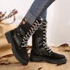 Women's Trendy Platform Boots 2024 Winner Fashion Lace Up Side Zipper Dress Women Shoes Women Comfortable Brown Long Boots